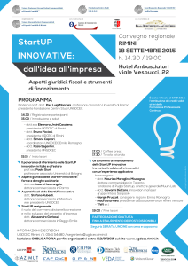 Convegno regionale: StartUP innovative 2015 / 18-09-2015 Rimini / locandina